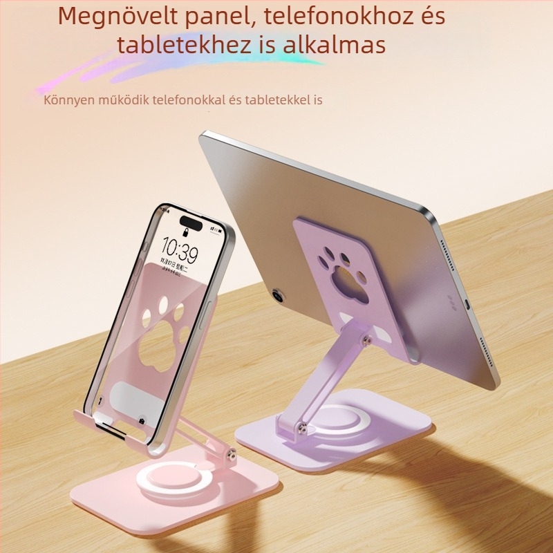 Macaron színű forgó telefon- és tabletartó, összecsukható, hordozható asztali állvány