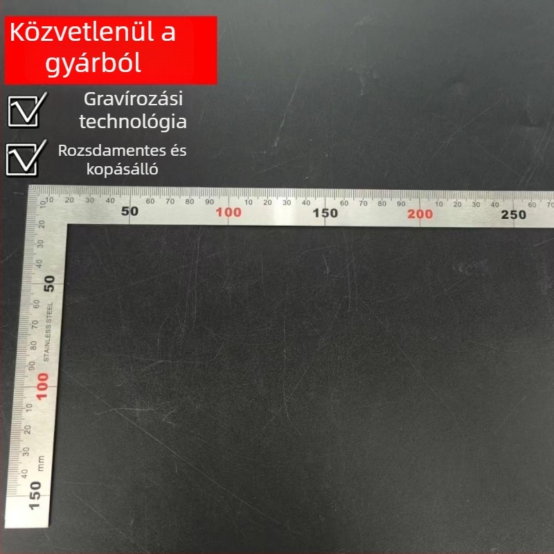 Tiandong rozsdamentes acél négyszögletes vonalzó, 90 fokos, méretek 150 mm × 300 mm
