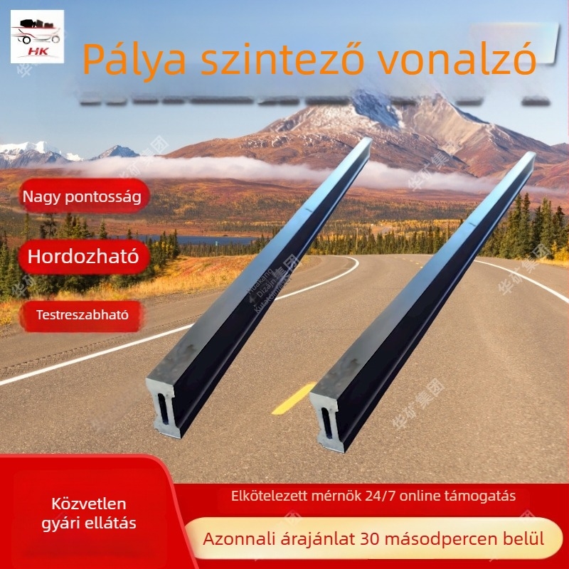 Vasúti sín szintbeállító vonalzó építéshez és karbantartáshoz, stabil, 1 m hosszú
