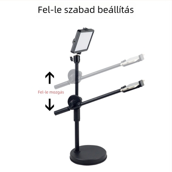 Élő közvetítésre szánt telefon-tartó kiegészítő fénnyel és LED-lámpával a still life fotózásához; gombaszerű LED-lámpa; asztali felvételi állvány