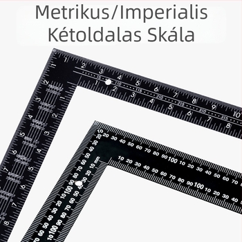 Vastagított ötvözet acélból készült derékszögmérő, L-formájú, 90°, asztalos derékszög, 400×600 mm, nagy precizitás