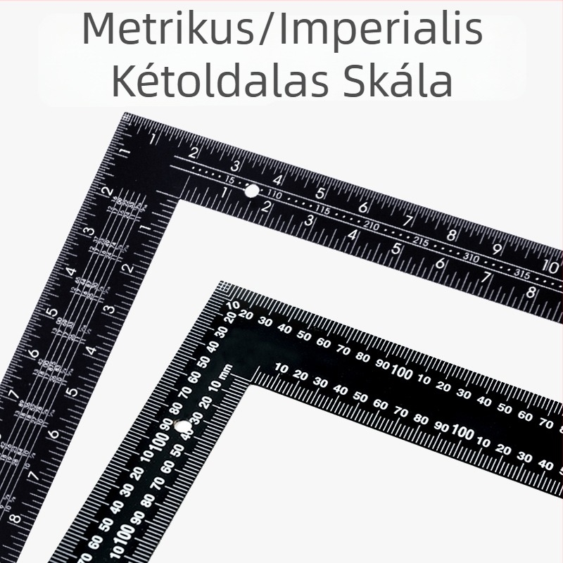 Vastagított ötvözet acélból készült derékszögmérő, L-formájú, 90°, asztalos derékszög, 400×600 mm, nagy precizitás