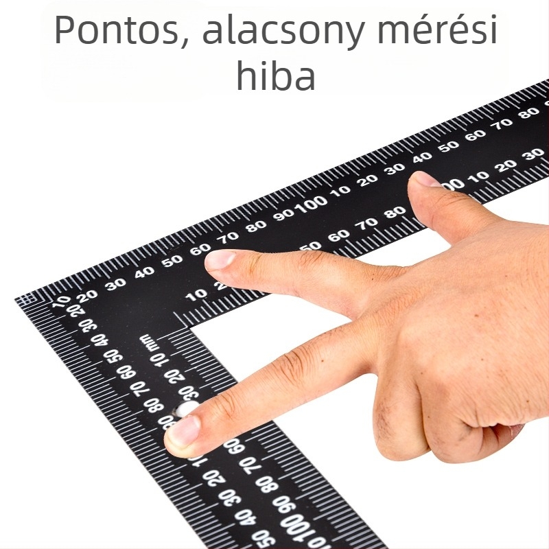 Vastagított ötvözet acélból készült derékszögmérő, L-formájú, 90°, asztalos derékszög, 400×600 mm, nagy precizitás