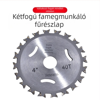 Karbid-kialakítású kétszeres élű faipari körfűrészlap, 4 hüvelyk, szögcsiszolóhoz