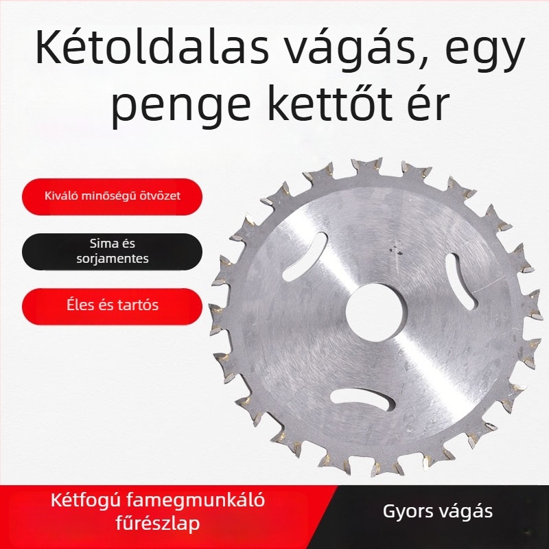 Karbid-kialakítású kétszeres élű faipari körfűrészlap, 4 hüvelyk, szögcsiszolóhoz