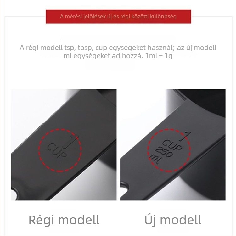 Műanyag konyhai mérőkanalak, kis méretű sómérő kanállal és mérőedénnyel