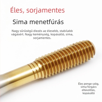 JRUI Kétszárnyas menetfúró, titán bevonat, extrudáló menetfúró, 2N, M5/M6/M8, 1/4-20