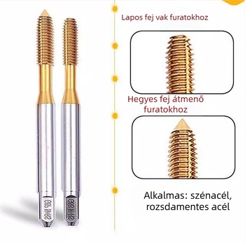 JRUI Kétszárnyas menetfúró, titán bevonat, extrudáló menetfúró, 2N, M5/M6/M8, 1/4-20
