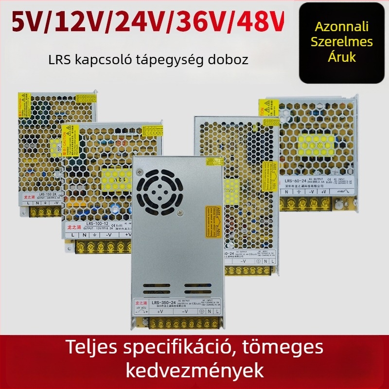 LRS sorozat kapcsolóüzemű tápegység, 12V/24V, nagy teljesítmény, 60–550W állítható kimenet
