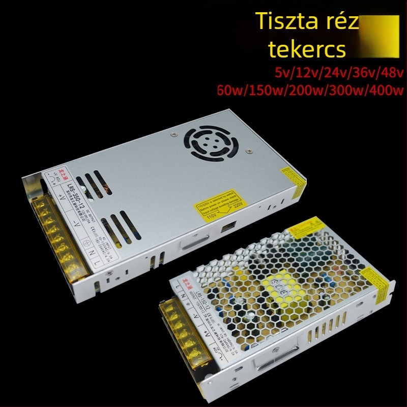 LRS sorozat kapcsolóüzemű tápegység, 12V/24V, nagy teljesítmény, 60–550W állítható kimenet