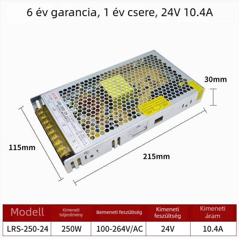 LRS sorozat kapcsolóüzemű tápegység, 12V/24V, nagy teljesítmény, 60–550W állítható kimenet