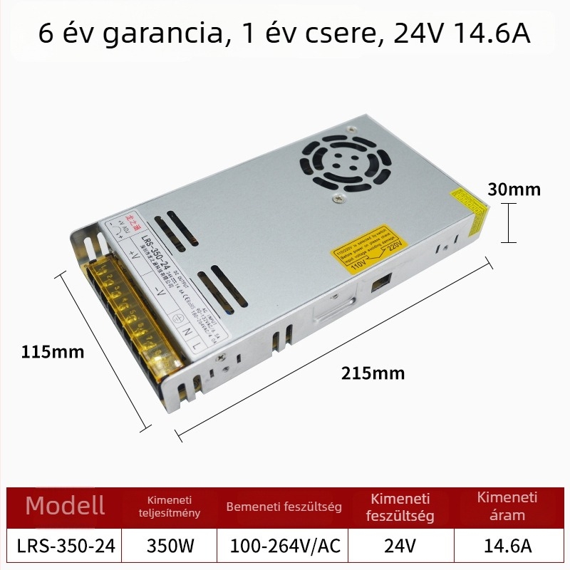 LRS sorozat kapcsolóüzemű tápegység, 12V/24V, nagy teljesítmény, 60–550W állítható kimenet