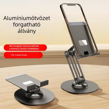 Állítható magasságú, fém asztali telefon- és tabletatartó, forgatható