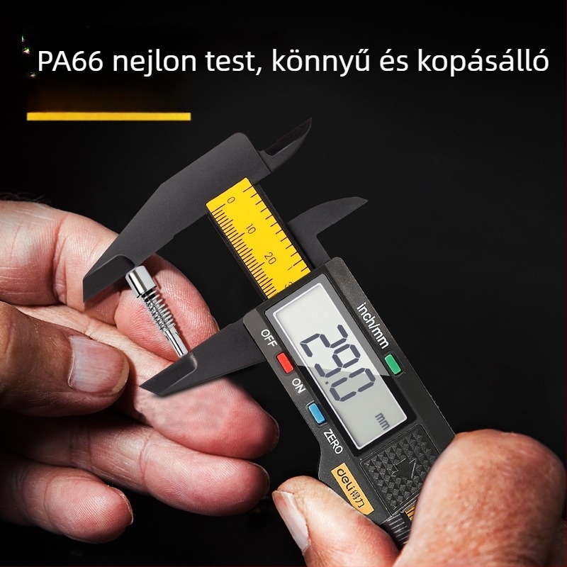 Magas precíz digitális tolómérő, vernier skálával és LCD kijelzővel, kompakt műanyag kivitel jade ékszerek méréséhez