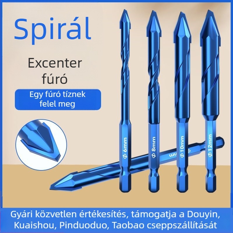 Szupertartós eltolásos fejű fúró, hosszított kivitel, száraz fúráshoz, kerámia és üvegfelületekhez