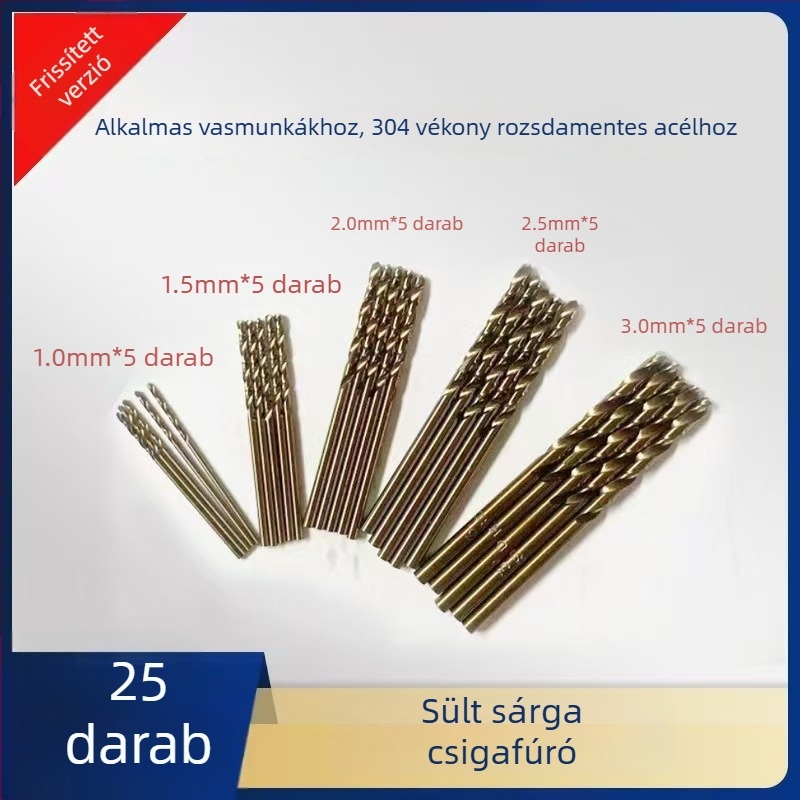 50 db titánium bevonatú HSS spirálfúrók fához, 1–3 mm