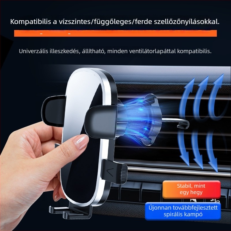 Univerzális gravitációs autótelefon-tartó a szellőzőnyílásokba, gyors kioldással és navigációs tartóval