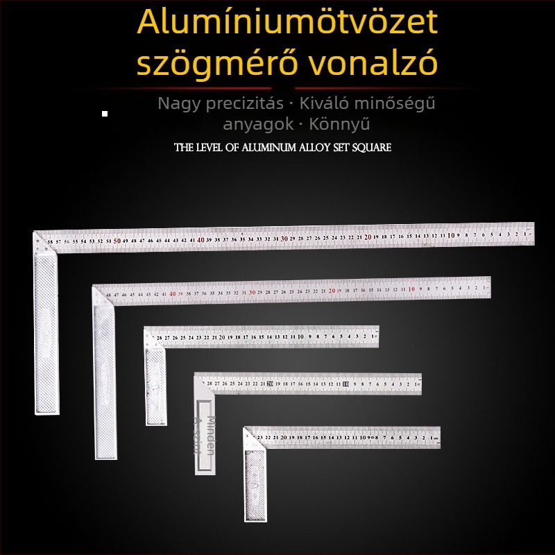Rozsdamentes acél derékszögmérő vonalzó, 300 mm, eszköz asztalosiparhoz