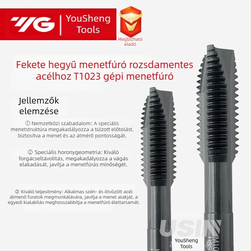 Géphez való menetmetsző T1023, rozsdamentes acélból, M2–M20 menethez