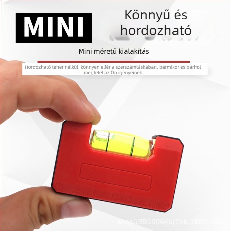Hordozható mini vízszintező, 65 mm, nagy pontosságú, mágneses mérőléc