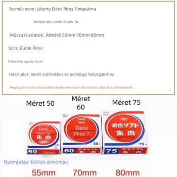 Libaidai MS60/55/40 gyorsan száradó pecsét-tinta pad, élénk piros tinta, nagy/közepes/kicsi méret, pénzügyi pecsétekhez