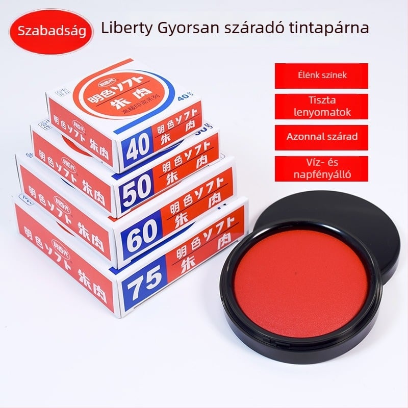 Libaidai MS60/55/40 gyorsan száradó pecsét-tinta pad, élénk piros tinta, nagy/közepes/kicsi méret, pénzügyi pecsétekhez