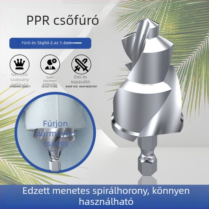 Háromélű spirálos hornyolt PPR fúró a melegöntvény csövek javításához és bővítéséhez, 1/2\", 3/4\" és 1\" csövekhez