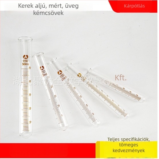 Üveg graduált próbatubák dugóval és centrifugálcsövek dugóval, 5 ml, 10 ml, 25 ml