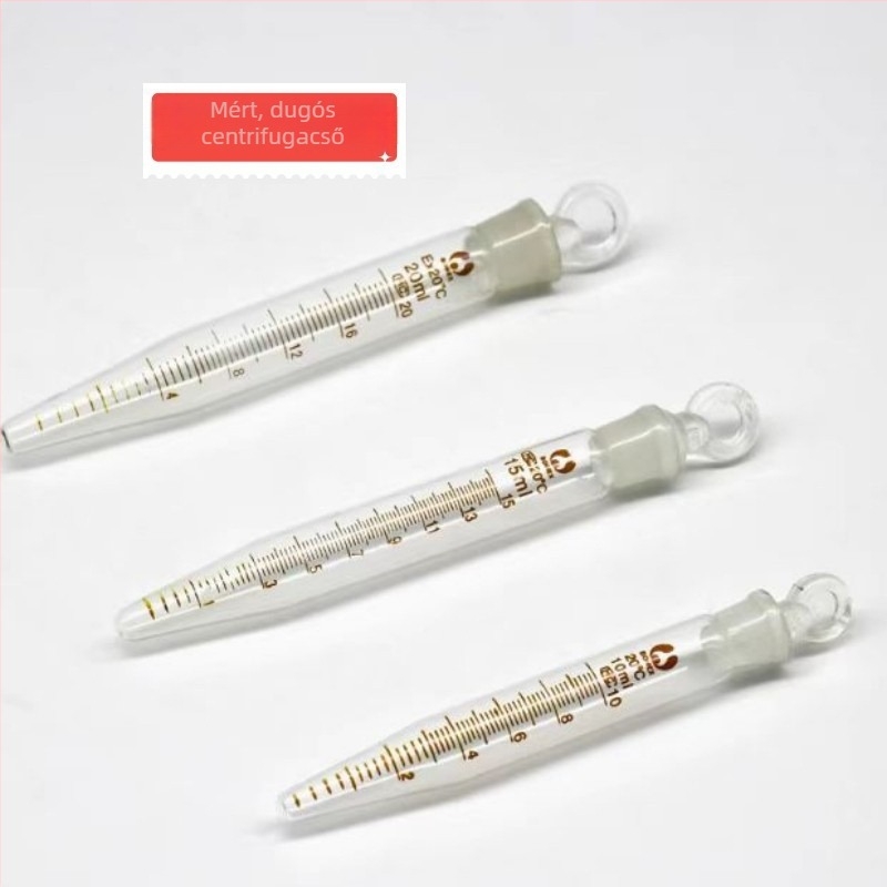 Üveg graduált próbatubák dugóval és centrifugálcsövek dugóval, 5 ml, 10 ml, 25 ml