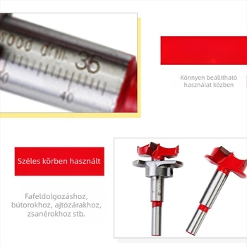 Karbidkeményfém faipari fúró zsanérlyukakhoz, Ø35 mm