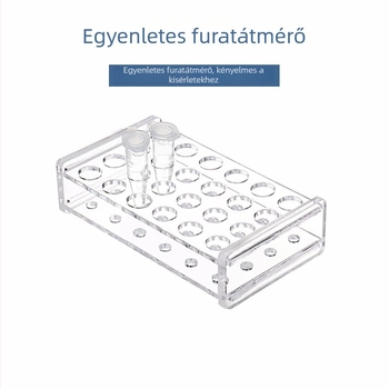 Plexi üveg centrifugális cső- és próbacső tartó, sav- és lúgálló, tartós, 0.2/0.5/1.5/5/10/15/50/100 ml