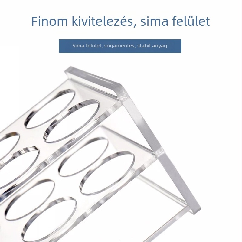 Plexi üveg centrifugális cső- és próbacső tartó, sav- és lúgálló, tartós, 0.2/0.5/1.5/5/10/15/50/100 ml