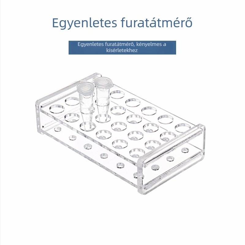 Plexi üveg centrifugális cső- és próbacső tartó, sav- és lúgálló, tartós, 0.2/0.5/1.5/5/10/15/50/100 ml