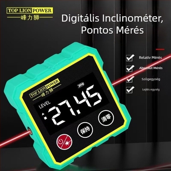 Intelligens digitális inklinométer mágneses ötszögű házban, kettős lézeres szög- és dőlésszög mérés, vízszintmérő