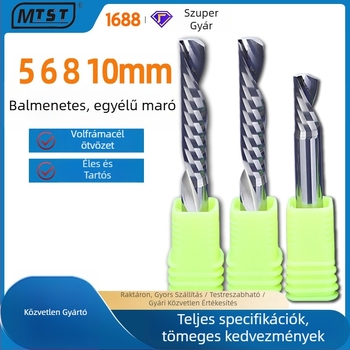 5, 6, 8, 10 mm egyoldalú balra forgó wolfram acél endmill PVC farostlemezekhez, CNC gravírozáshoz és vágáshoz