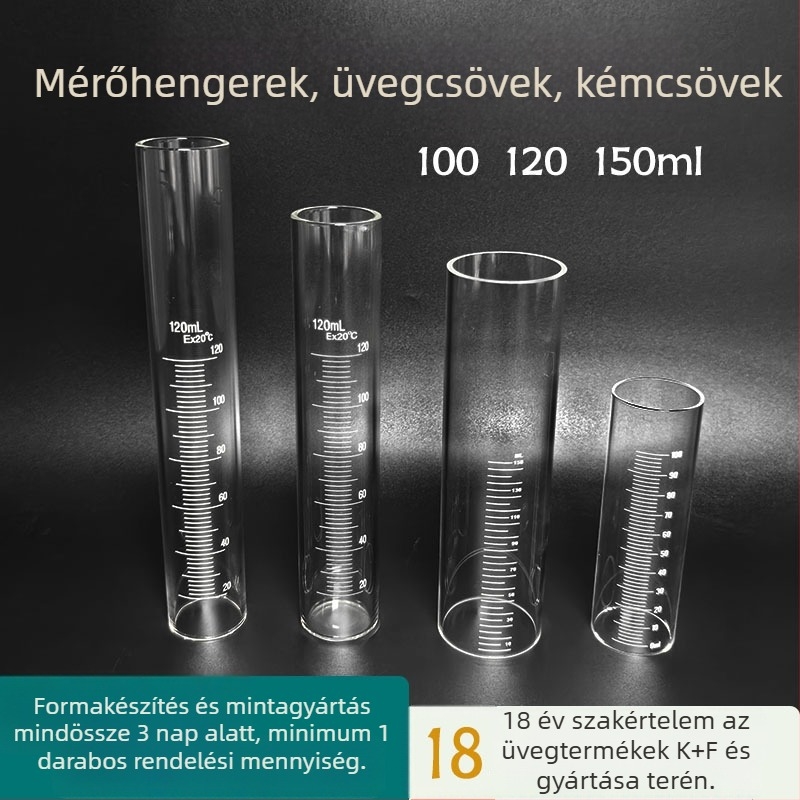 Graduált üveg mérőhenger permetezőcsővel, kísérleti cső, mérőkanál és detektor magas hőmérsékletű tisztításhoz