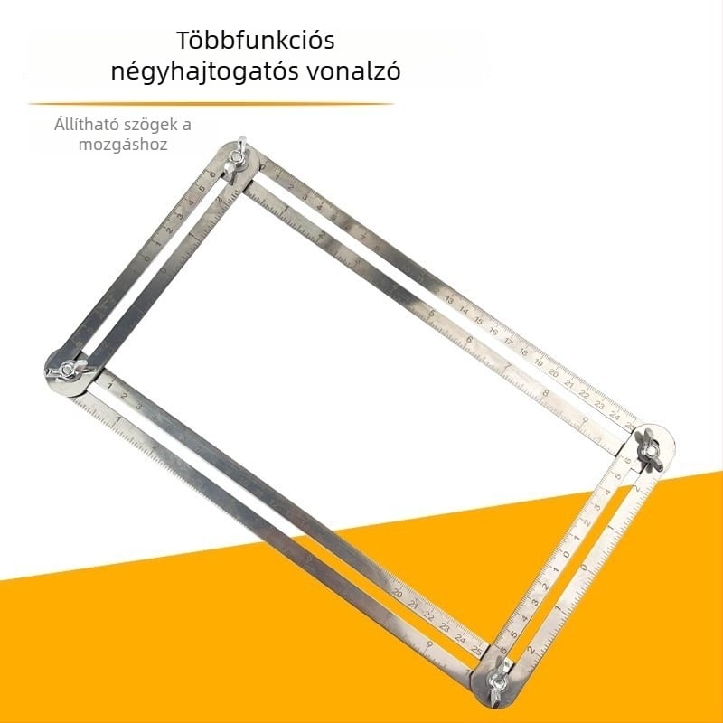 Univerzális szögmérő, többfunkciós négyzet alakú vonalzó, rozsdamentes acélból készült, összecsukható mérőeszköz csempéhez és asztalos munkákhoz