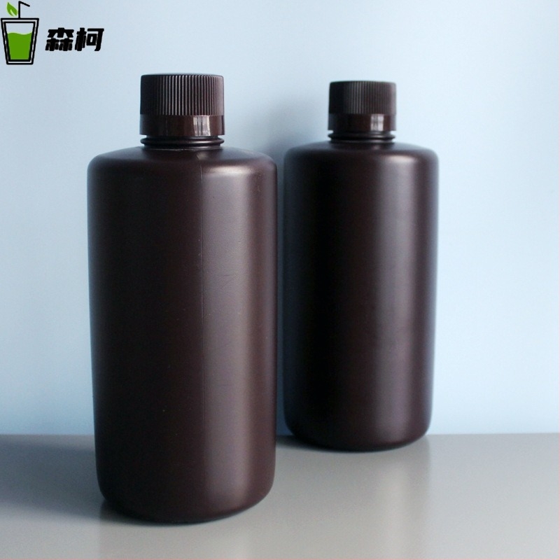 1000 ml barna HDPE műanyag palack fényvédett, magas hőállóságú sav- és lúgos kémiai reagensekhez