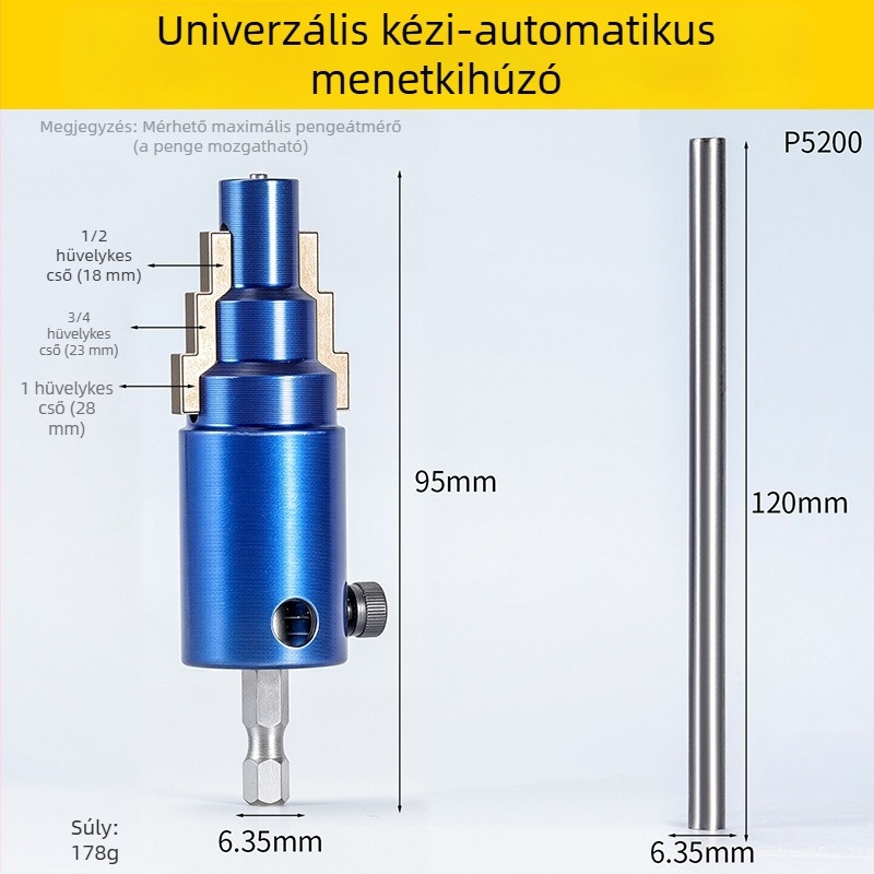 Új szögletes csaptele menetkivonója, kompatibil 1/2, 3/4 és 1 hüvelyk csövekhez