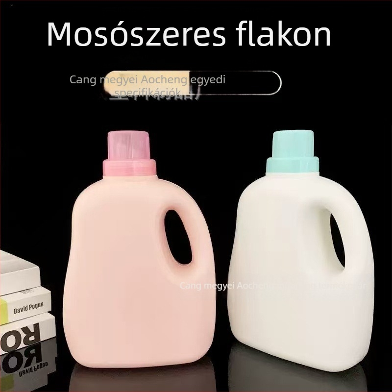 2L műanyag üres tartály mosó- és öblítőszerekhez, textilágyítóhoz, színes fehérítőhöz, koncentrált autómosó folyadékhoz, koncentrátum-üveg
