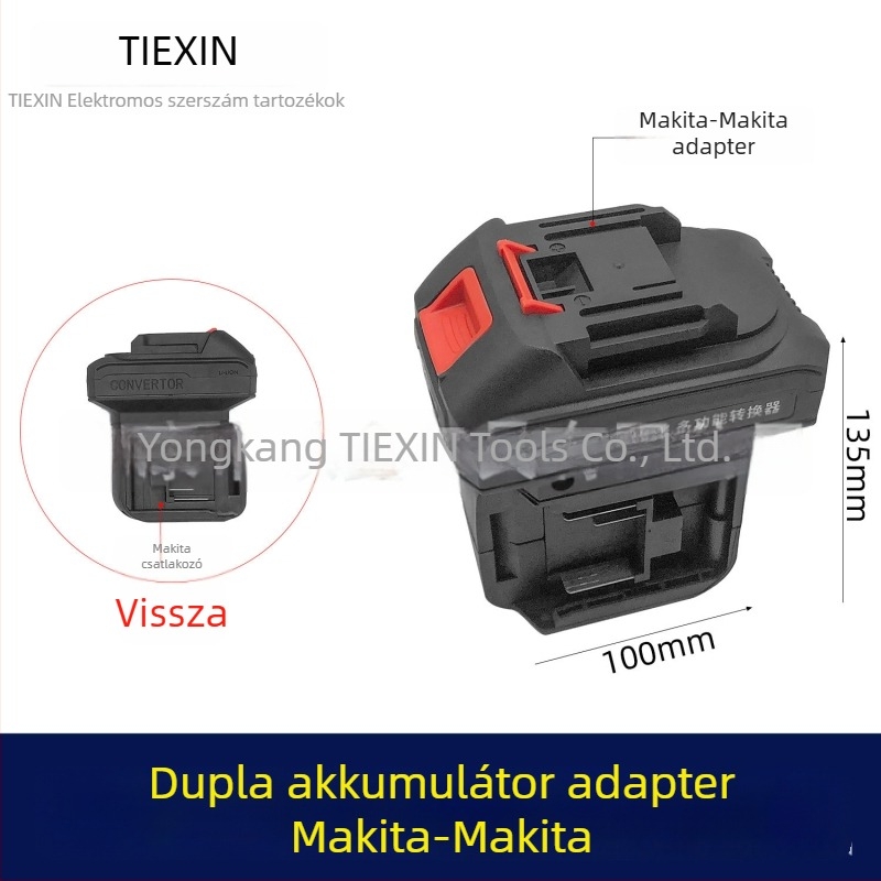 Makita akkumulátoradapter egy bemenetre, két kimenetre a vezeték nélküli láncfűrészhez, modell 04176