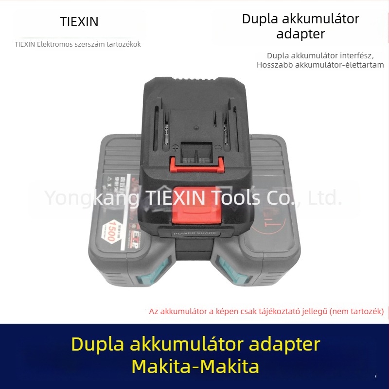 Makita akkumulátoradapter egy bemenetre, két kimenetre a vezeték nélküli láncfűrészhez, modell 04176