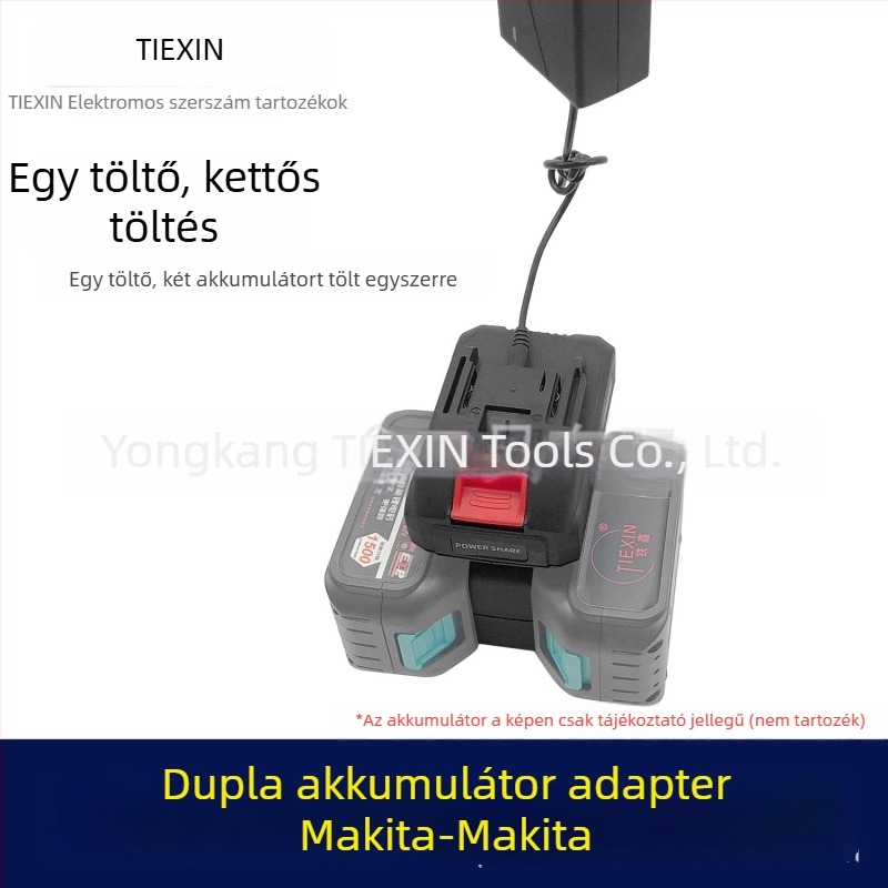 Makita akkumulátoradapter egy bemenetre, két kimenetre a vezeték nélküli láncfűrészhez, modell 04176