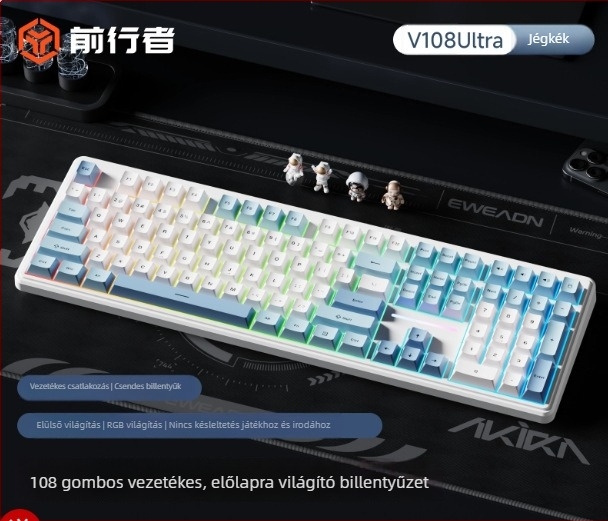 Forerunner V108 vezeték nélküli Bluetooth billentyűzet mechanikus érzetű, csendes hárommódos billentyűzet
