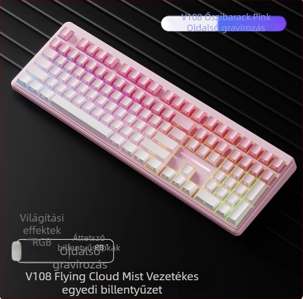 Forerunner V108 vezeték nélküli Bluetooth billentyűzet mechanikus érzetű, csendes hárommódos billentyűzet