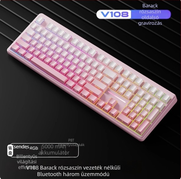 Forerunner V108 vezeték nélküli Bluetooth billentyűzet mechanikus érzetű, csendes hárommódos billentyűzet
