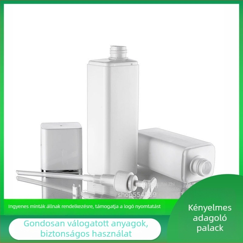 Négyzet alakú HDPE adagolóflakonok, kórházi minőség, nagy kapacitású samponhoz és tusfürdőhöz, lotion adagoló