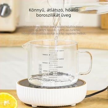 Üveg mérőpohár skálával, élelmiszer-minőségű, hőálló, fedéllel, nagy kapacitású sütéshez
