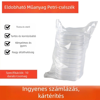 Egyszer használatos műanyag Petri tál sejtkultúrához, méretek 35/60/70/90/100/150 mm