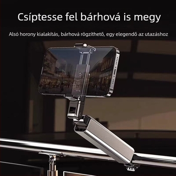 Utazó telefon-tartó, hordozható, 360°-os forgás, asztali felvételi állvány, összecsukható
